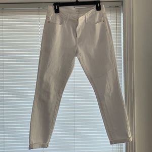 White cropped mid rise Frame jeans